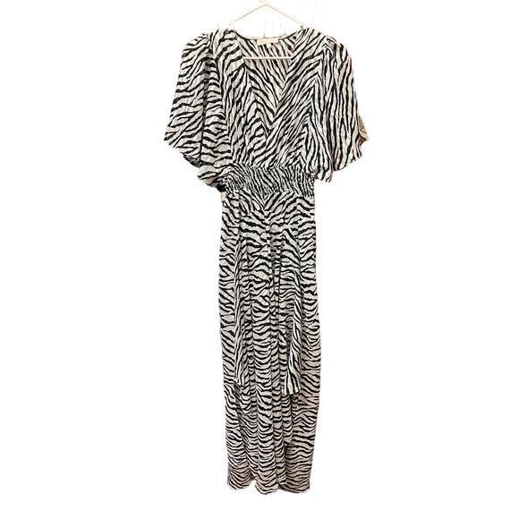 Maje Rachelle Shirred Zebra Print Jacquard Maxi Dress Size 34 XS - Picture 4 of 16